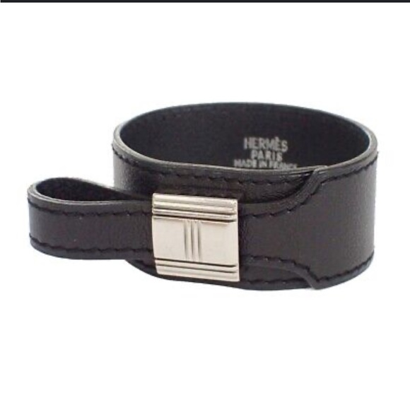 Hermes Jewelry - Hermes black leather bracelet